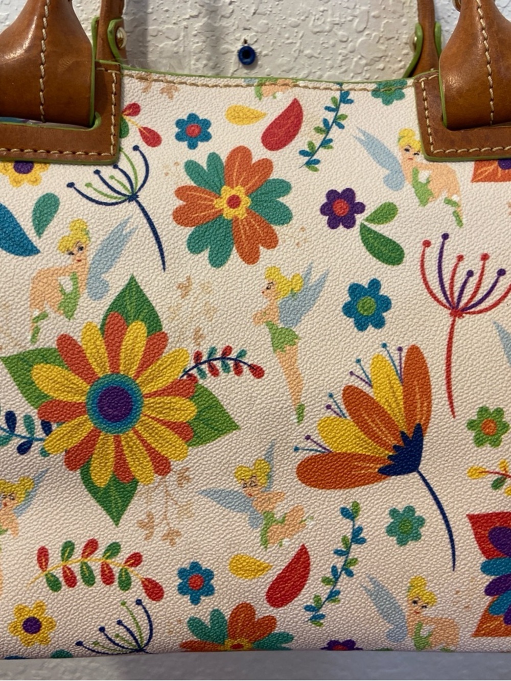 Disney Parks Dooney & Bourke Tinker Bell Flower Shopper Tote Bag Flaw - Picture 6 of 16